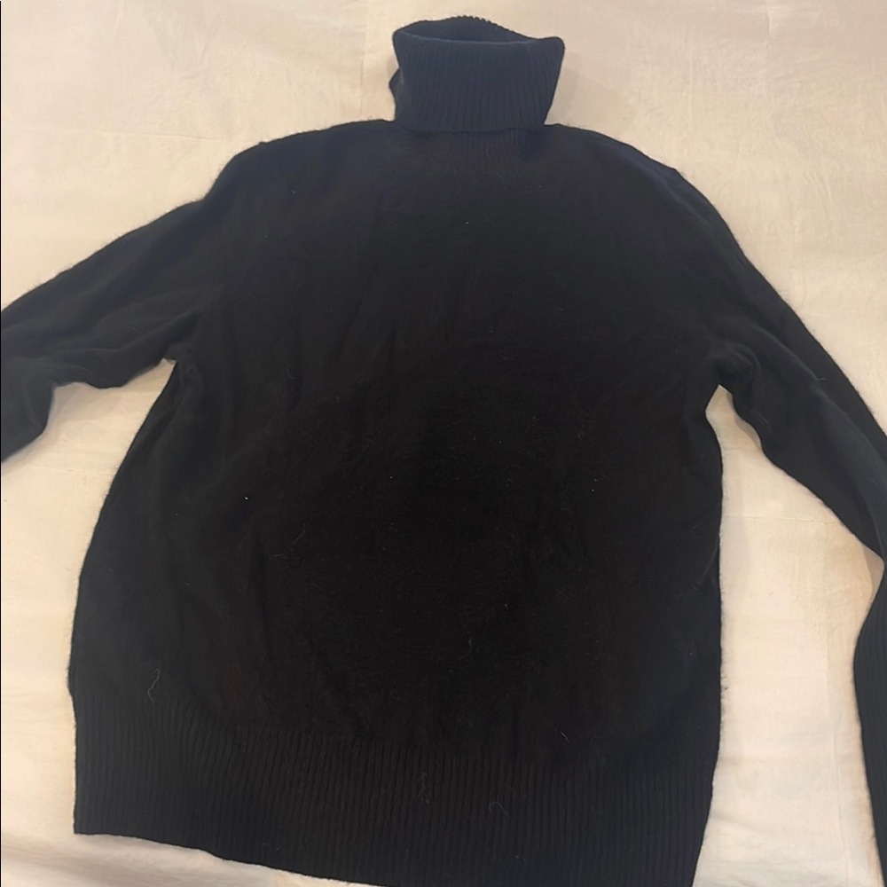 Aqua Black Cashmere Turtleneck Sweater